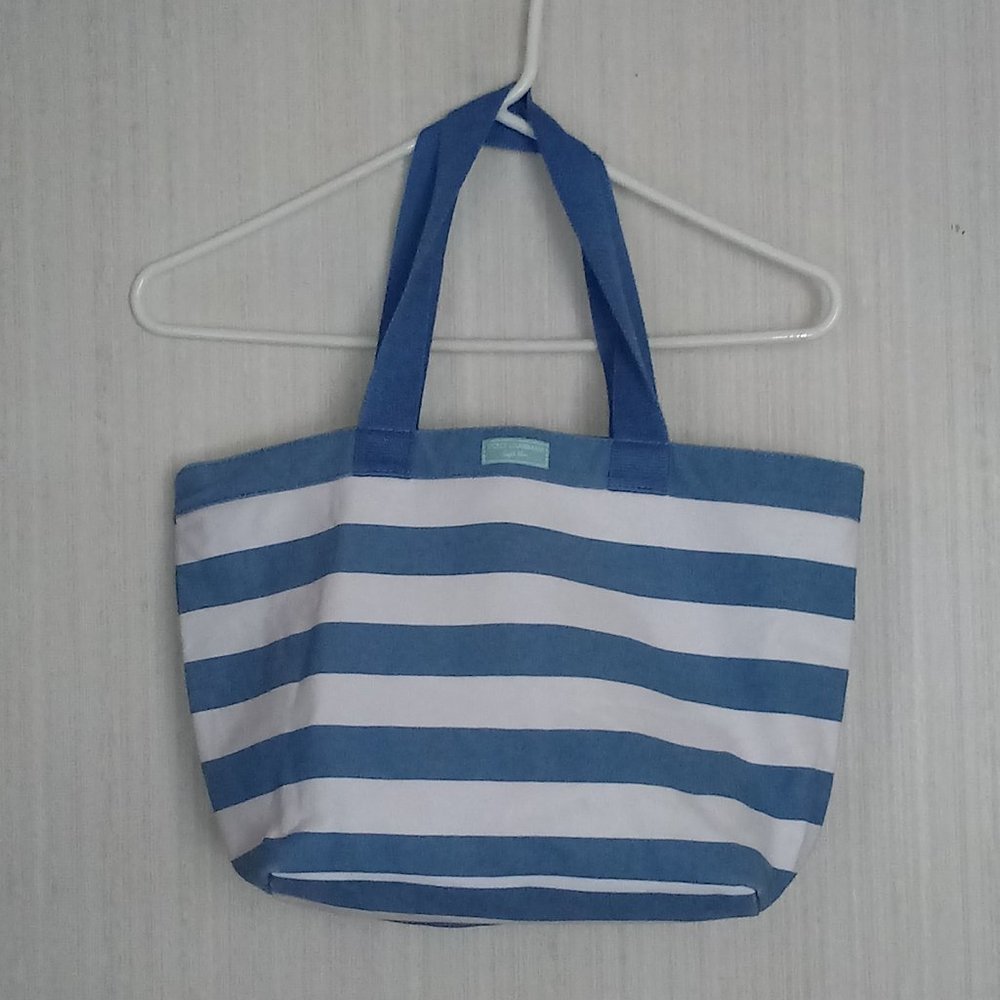 DOLCE & GABBANA TOTE BAG Blue White Canvas Beach